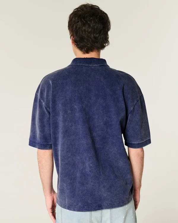 Polo corto lavado de corte cuadrado Polo corto lavado de corte cuadrado