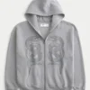 Sudadera con capucha, cremallera y estampado de dos serpientes Sudadera con capucha, cremallera y estampado de dos serpientes