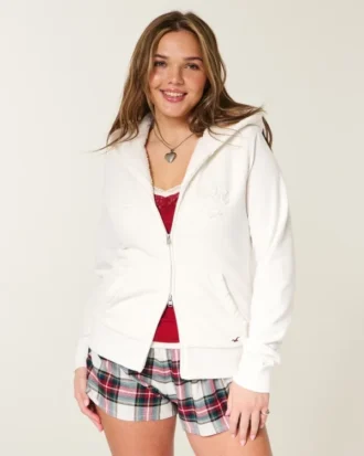 Sudadera con capucha, cremallera y logo gráfico, con forro de sherpa, de la colección Holiday Vault