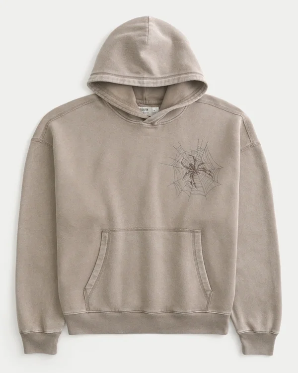 Sudadera con capucha holgada y estampado de araña Sudadera con capucha holgada y estampado de araña