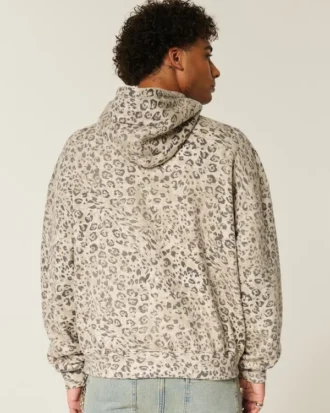 Sudadera con capucha holgada y estampado de leopardo Sudadera con capucha holgada y estampado de leopardo