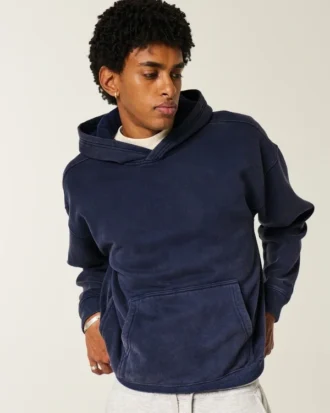 Sudadera con capucha lavada y corte cuadrado