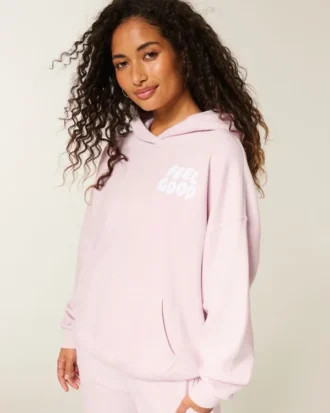 Sudadera con capucha oversize con estampado de logo Feel Good de Hollister