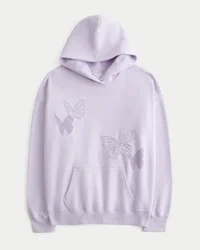 Sudadera con capucha oversize con estampado de mariposas