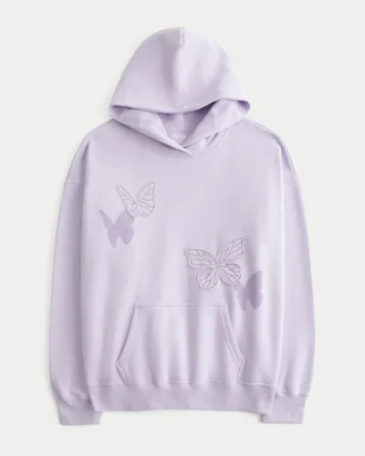 Sudadera con capucha oversize con estampado de mariposas