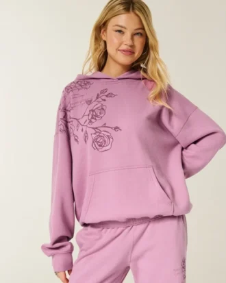 Sudadera con capucha oversize con logo brillante
