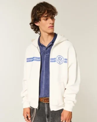 Sudadera con capucha y cremallera con estampado Boxy Volkswagen Racing Sudadera con capucha y cremallera con estampado Boxy Volkswagen Racing