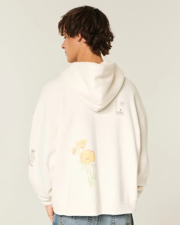 Sudadera con capucha y cremallera con estampado de Los Ángeles y corte recto Sudadera con capucha y cremallera con estampado de Los Ángeles y corte recto