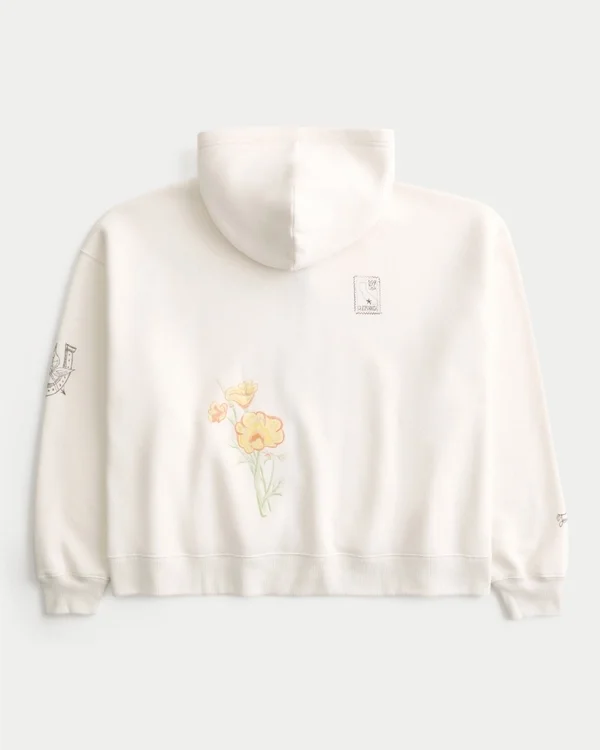 Sudadera con capucha y cremallera con estampado de Los Ángeles y corte recto Sudadera con capucha y cremallera con estampado de Los Ángeles y corte recto