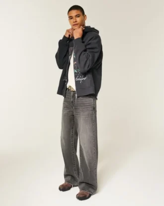 Sudadera con capucha y cremallera con estampado rectangular Someday Tomorrow