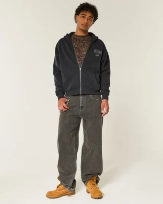 Sudadera con capucha y cremallera con gráfico de Hollywood