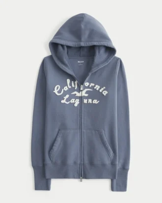 Sudadera con capucha y cremallera con gráfico del logotipo y forro de nido de abeja