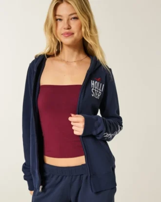 Sudadera con capucha y cremallera con logotipo gráfico
