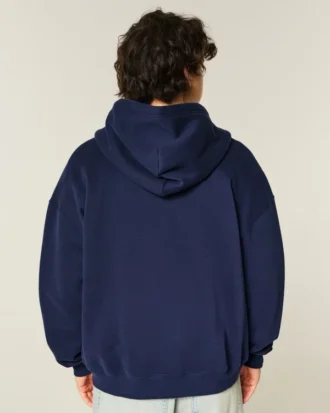 Sudadera con capucha y cremallera cuadrada con gráfico numérico