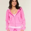 Sudadera con capucha y cremallera de felpa Sudadera con capucha y cremallera de felpa