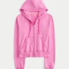 Sudadera con capucha y cremallera de felpa Sudadera con capucha y cremallera de felpa