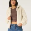 Sudadera con capucha y cremallera de pelo sintético Sudadera con capucha y cremallera de pelo sintético