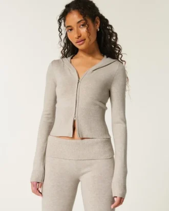 Sudadera con capucha y cremallera de punto Gilly Hicks Cozy