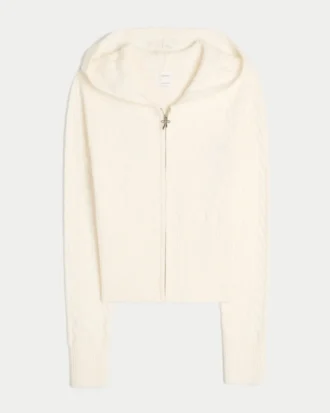 Sudadera con capucha y cremallera de punto trenzado de Gilly Hicks.
