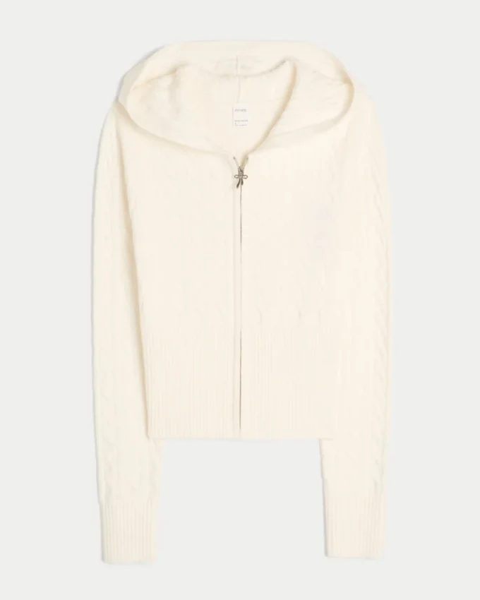 Sudadera con capucha y cremallera de punto trenzado de Gilly Hicks.