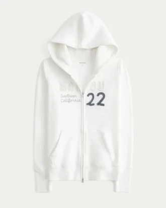 Sudadera con capucha y cremallera Malibu con forro de gofre y estampado gráfico