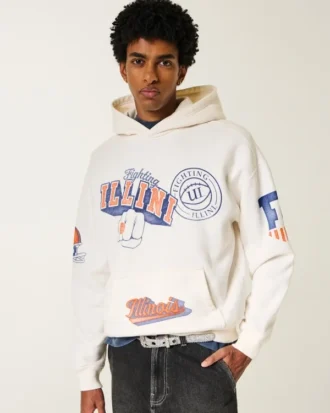Sudadera con capucha y estampado de los Fighting Illini de la Universidad de Illinois Sudadera con capucha y estampado de los Fighting Illini de la Universidad de Illinois