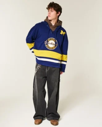 Sudadera con capucha y gráfico de hockey de los Wolverines de la Universidad de Michigan