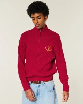 Sudadera con cremallera y estampado de herradura