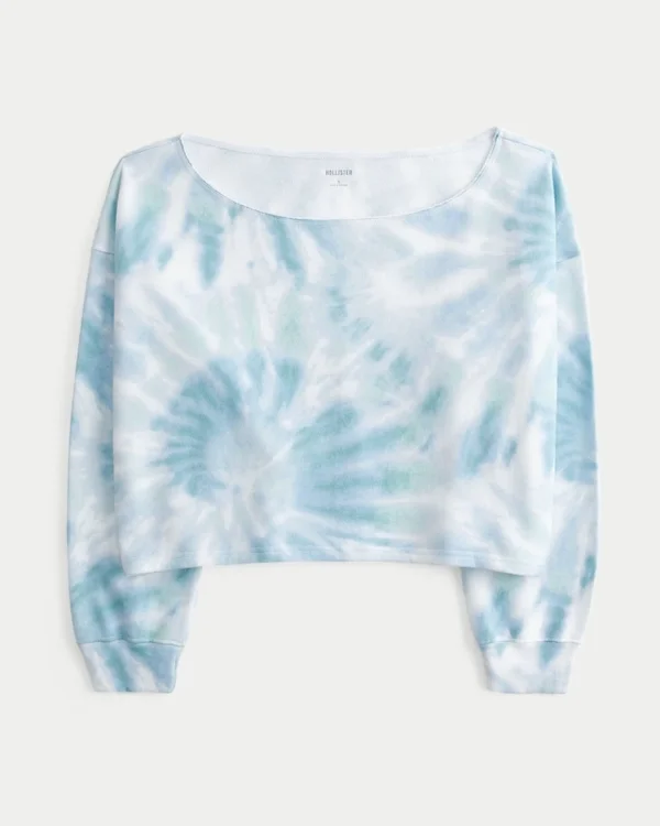 Sudadera doble con hombros descubiertos y estampado tie-dye fácil de hacer Sudadera doble con hombros descubiertos y estampado tie-dye fácil de hacer