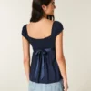 Top babydoll con lazo de satén Top babydoll con lazo de satén