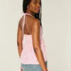 Top babydoll tejido con cuello halter Top babydoll tejido con cuello halter