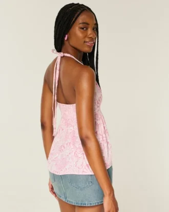 Top babydoll tejido con cuello halter