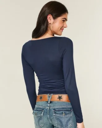 Top cruzado de manga larga sin costuras