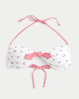 Top de bikini bandeau con lazo delantero