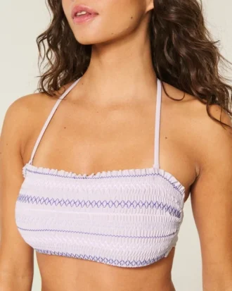 Top de bikini bandeau fruncido