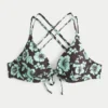 Top de bikini con aros, tirantes cruzados en la espalda y estampado floral Top de bikini con aros, tirantes cruzados en la espalda y estampado floral