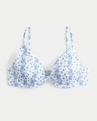 Top de bikini con aros y escote pronunciado acanalado