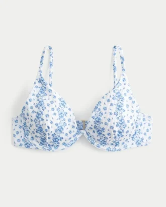 Top de bikini con aros y escote pronunciado acanalado