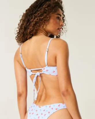 Top de bikini con cuello redondo y ribete