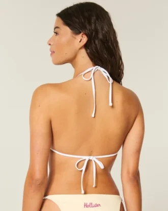 Top de bikini triangular con cuello halter y estampado Spring Break