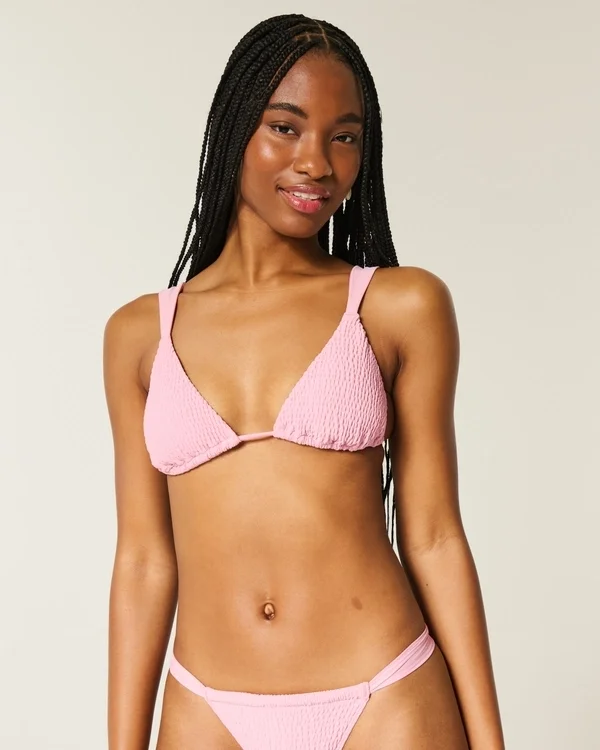 Top de bikini triangular con hombros descubiertos y fruncido Top de bikini triangular con hombros descubiertos y fruncido