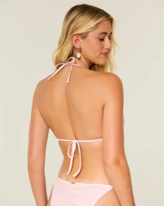 Top de bikini triangular con lentejuelas estilo crochet