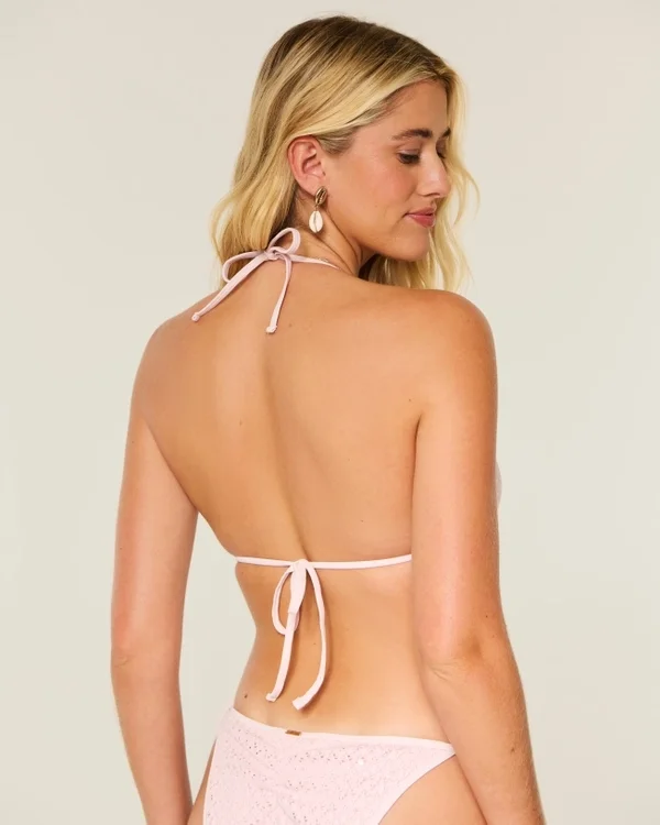 Top de bikini triangular con lentejuelas estilo crochet Top de bikini triangular con lentejuelas estilo crochet