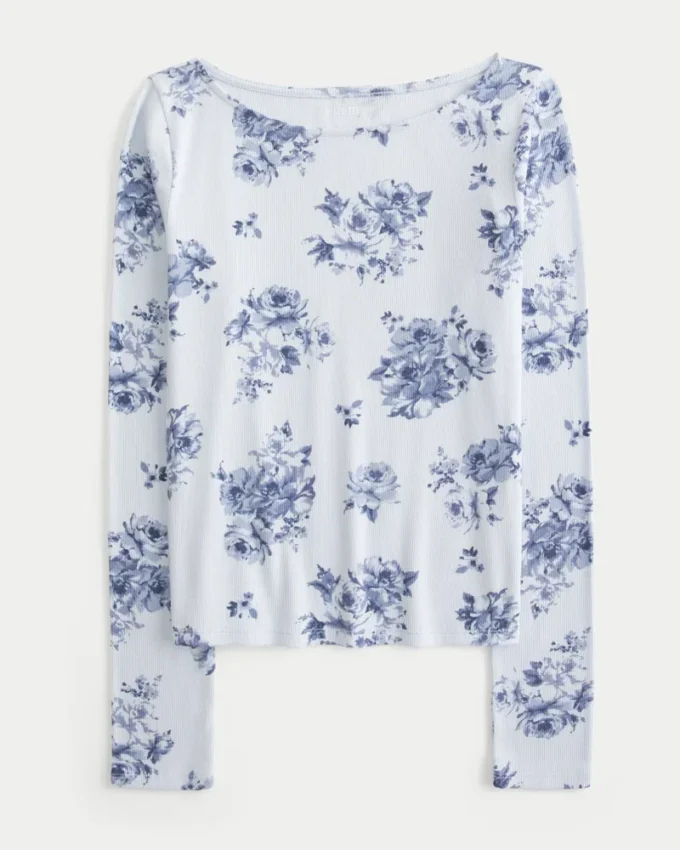 Top de manga larga con cuello en V