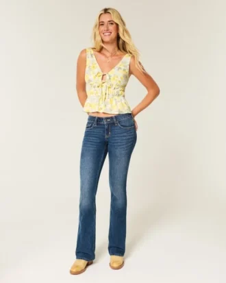 Top peplum con lazo delantero en mezcla de lino