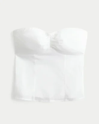 Top sin tirantes con ribete de encaje picot