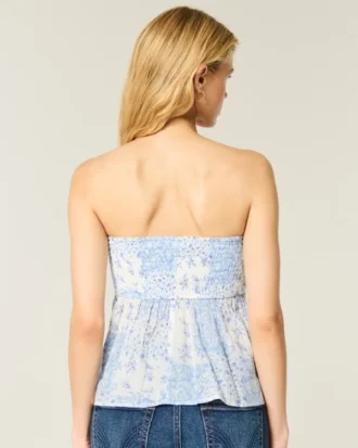 Top sin tirantes de tejido mixto estilo crochet fácil