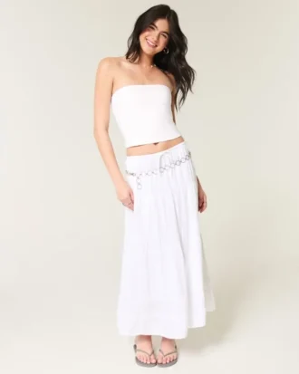 Top tubo de tejido elástico suave sin costuras.