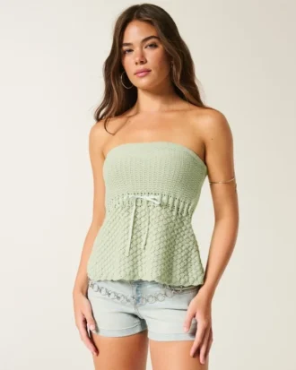 Top tubo sin tirantes estilo croché