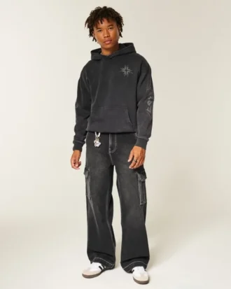 Vaqueros cargo superbaggy lavados en negro